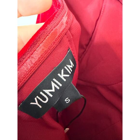 Yumi Kim Bright Red Velvet Strapless Dress Holiday Party Sz SM Anthropologie - Picture 4 of 5